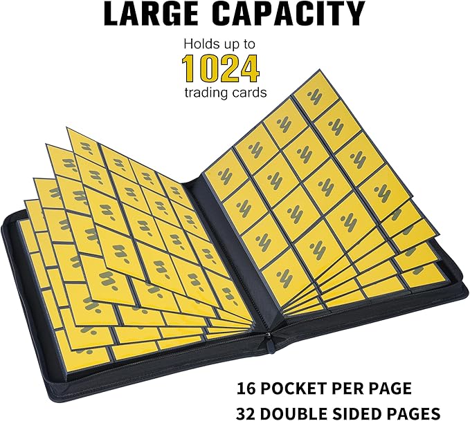 Premium 1000+ Pockets Card Binder,16 Pockets Trading Card Binder Ringless Side Loading Trading Card Album Folder for TCG -Red