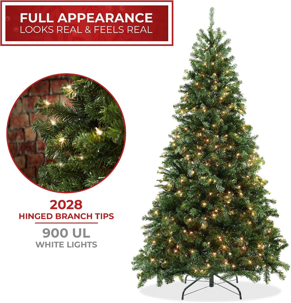 Casafield 9FT Realistic Pre-Lit Green Spruce Artificial Holiday Christmas Tre...