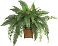 Nearly Natural 23 in Artificial Boston Fern with Wicker Basket