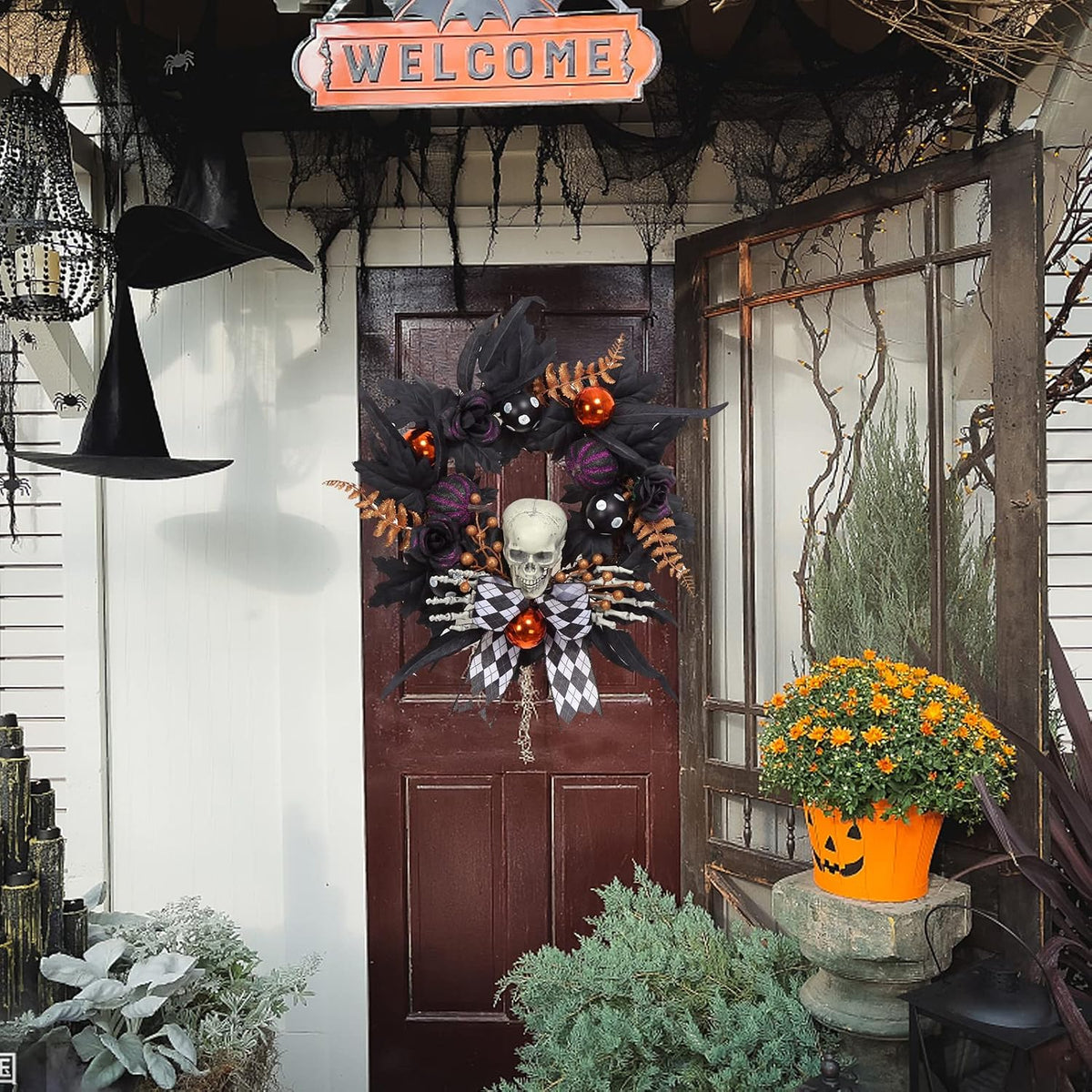 halloween wreath for front door halloween skeleton decorations on a desk or shelf