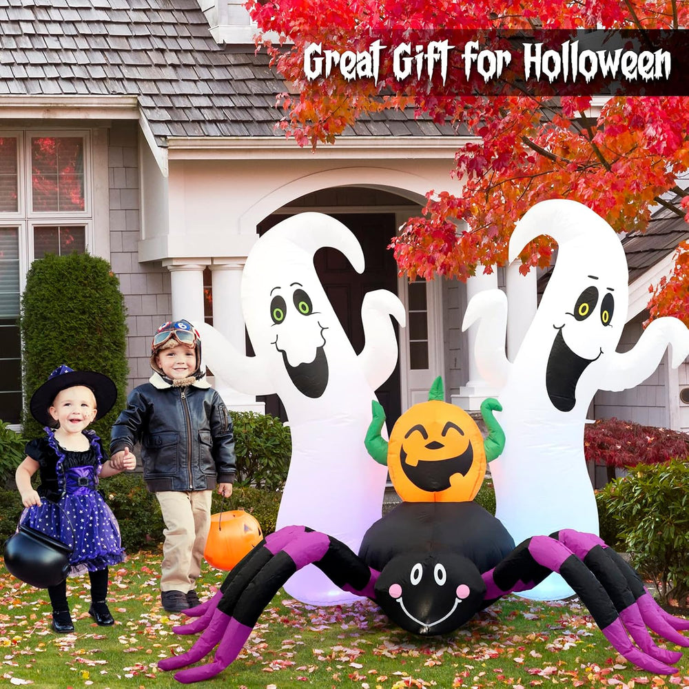 Halloween Inflatable, SHDEJTG 7Ft Pumpkin Ghost Spider Inflatable Decoration,...