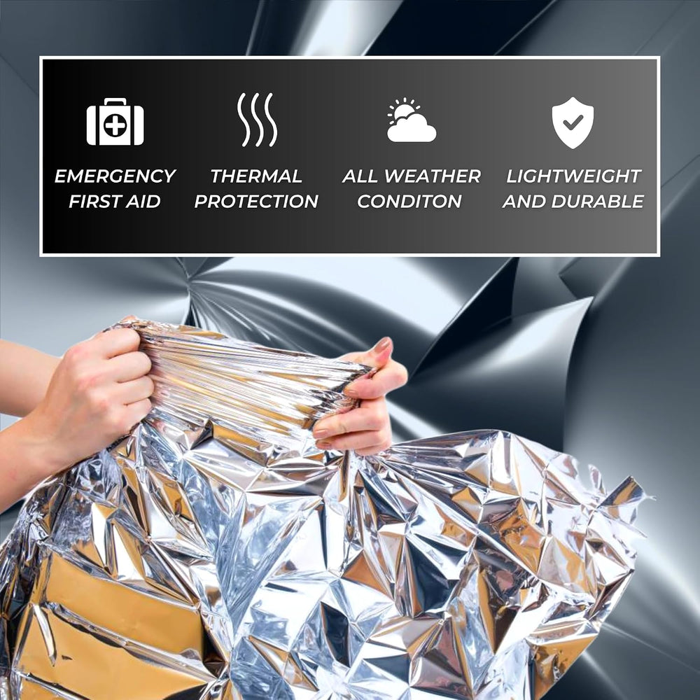 HealthyLine Emergency Mylar Thermal Sleeping Blanket, 50-Pack