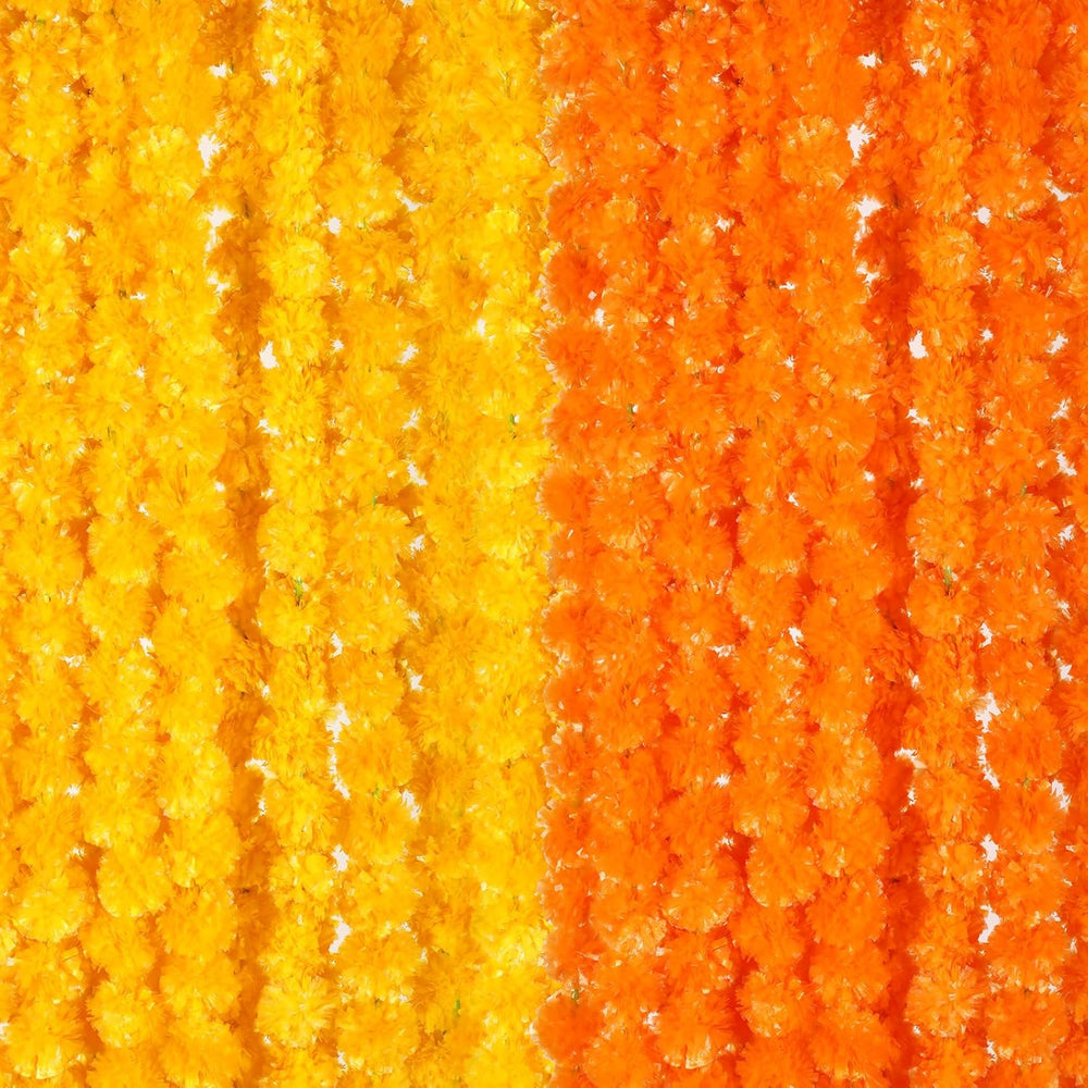 15 Pack Yellow,Orange 5ft Marigold Garland for Diwali Indian Wedding