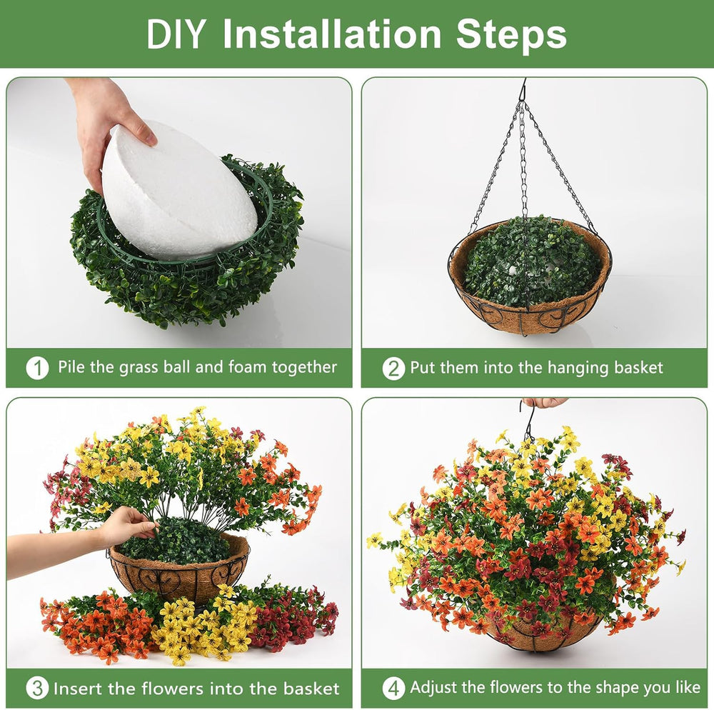 Artificial Flowers for Outdoors Faux Fall Hanging Baskets UV Resistant