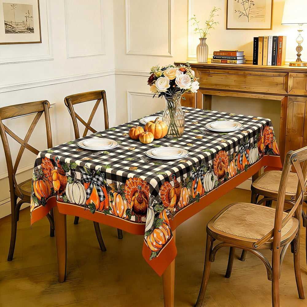 60"X120" Fall Thanksgiving Tablecloth, Water Resistant 140g Fabric ...