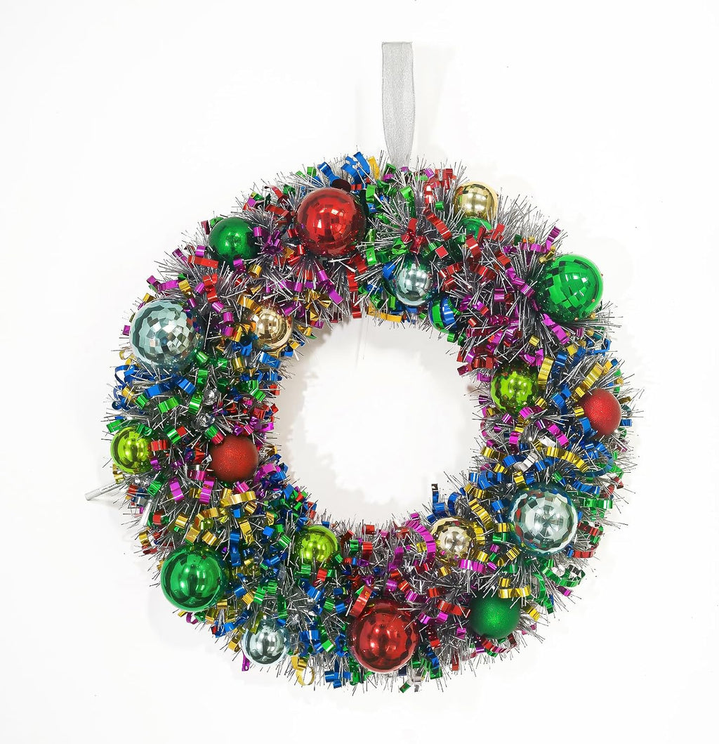 16" Christmas Wreath for Front Door, Christmas Decoration Green Red