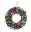 16" Christmas Wreath for Front Door, Christmas Decoration Green Red