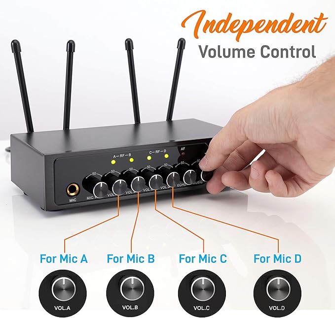 Pyle Wireless Microphones, Professional UHF Dual Microphones for Karaoke, Wireless Dynamic Microphone System Set with Rechargeable Receiver,Plug and Play, Speech, Wedding, Church, PA System