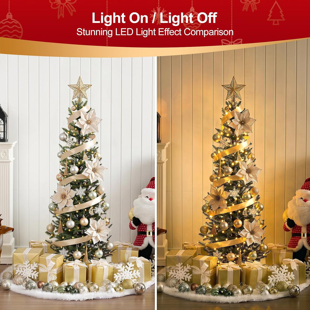 VeriNatural Pre-Lit Christmas Tree, Slim Pencil Christmas Tree - 5 FT