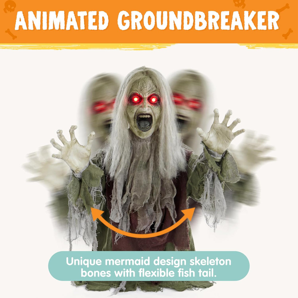 JOYIN Halloween Outdoor Animatronic Zombie Groundbreaker Decor, Half-Body Zom...