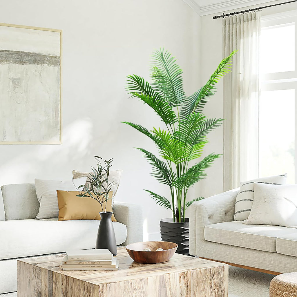 haihong 6ft artificial palm tree,faux areca palm plant showing dimensions