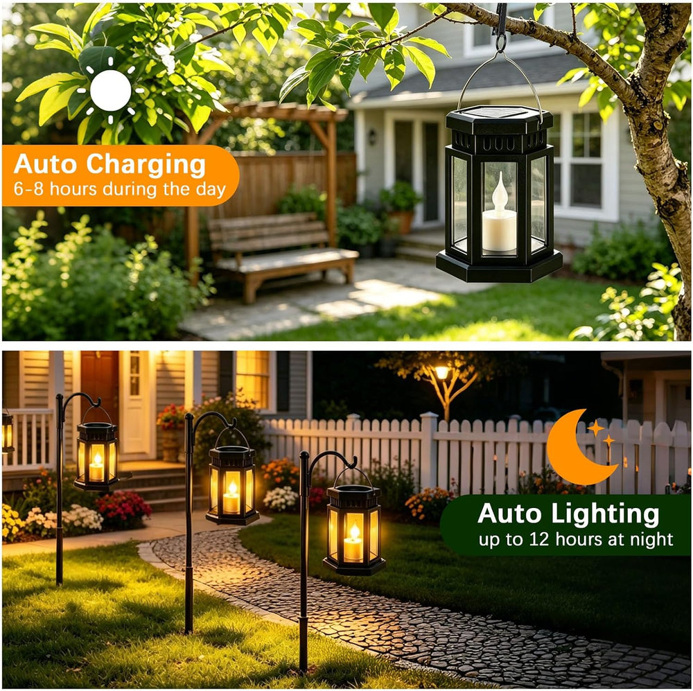 Solar Lanterns Outdoor Waterproof Lights, RGB Color Changing Light 2pack