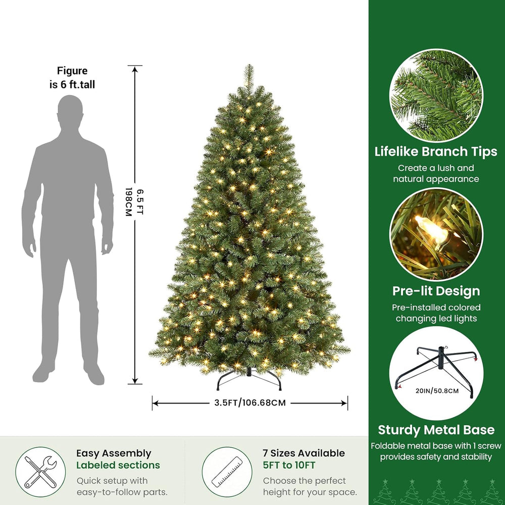 SHareconn 6.5ft Prelit Artificial Classic Spruce Christmas Tree