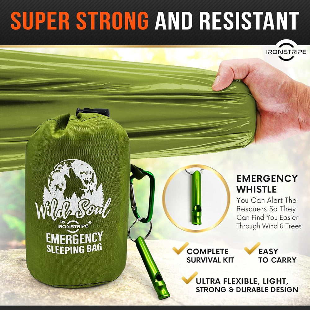 Ironstripe Bivy Sack XL Waterproof Survival Sleeping Bag with Emergency Whist...