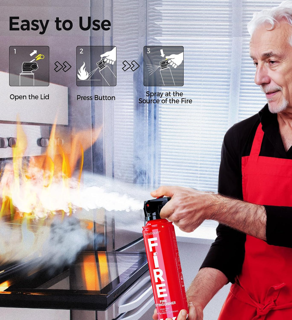 AmzBoom Fire Extinguishers Water-based for Home Kitchen, Car, & Boat 3 Pa...