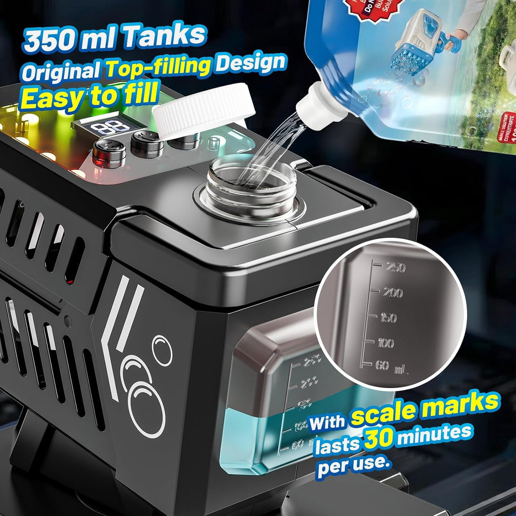 shcke bubble machine with remote control, auto rotation, close-up detail