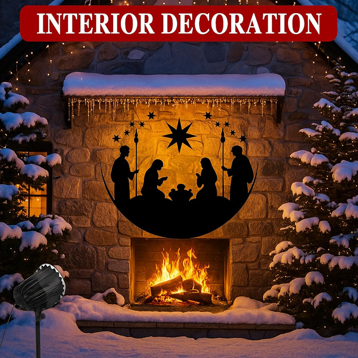 christmas nativity projector light outdoor rotating led flood showing dimensions