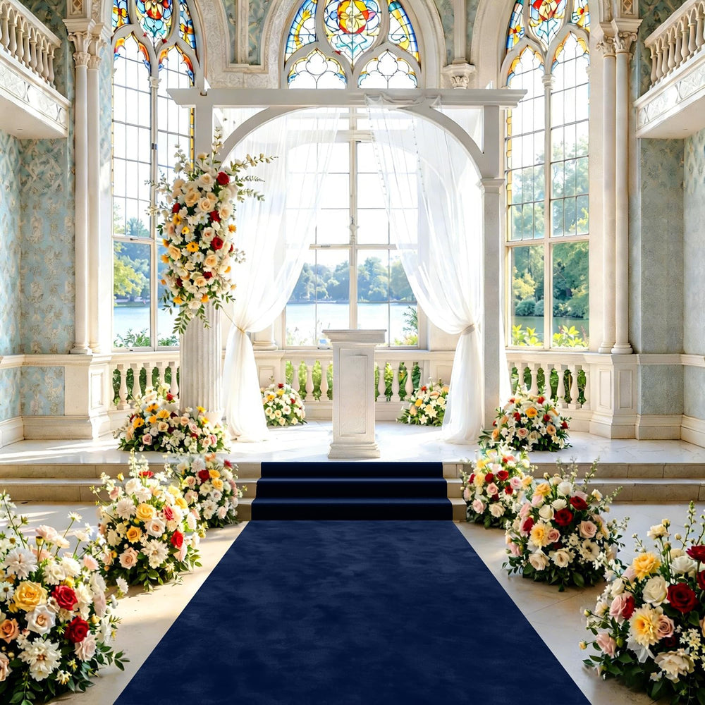 FUHSY Navy Blue Aisle Decorations for Wedding Ceremony 4FT Wide Aisle Runner ...