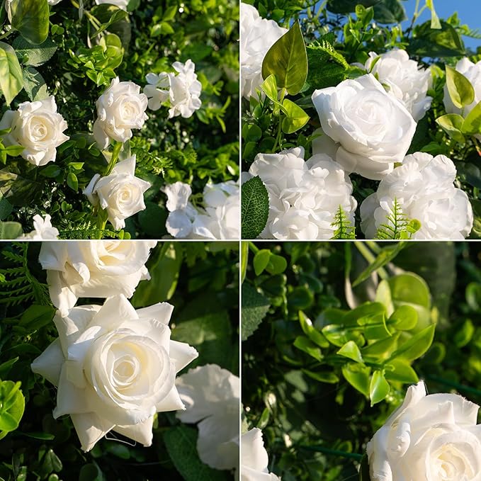 Artificial Luxury‌ Flower Wall Panels, Gorgeous 3D Silk Floral Backdrop for Wedding, Baby Show, Party and Home Decor, Quick Assembly/Storage, Eco ＆ Pet Friendly, 2 pcs, Each Panel 2 * 8 ft.