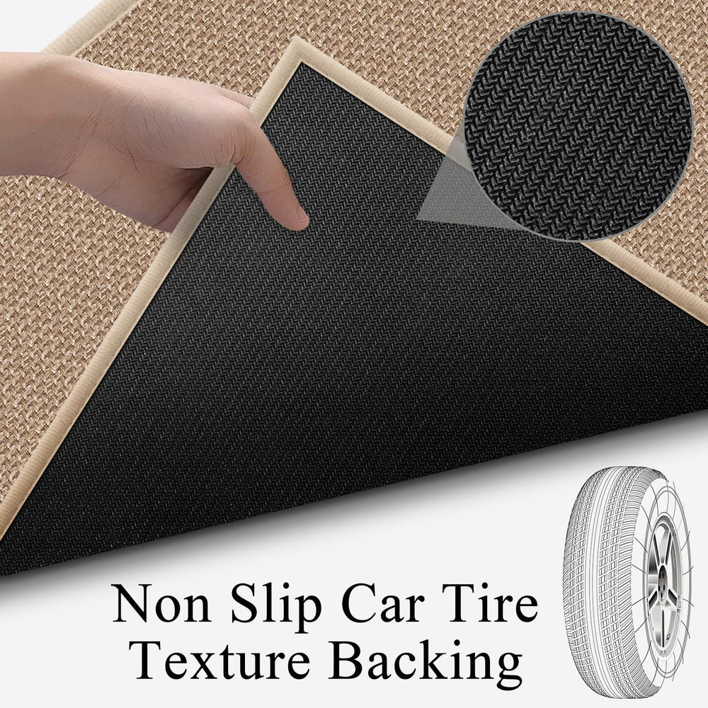8ft Natural Jute Hallway Runner Rug Non Slip Washable, Rubber Backed Long Kha...