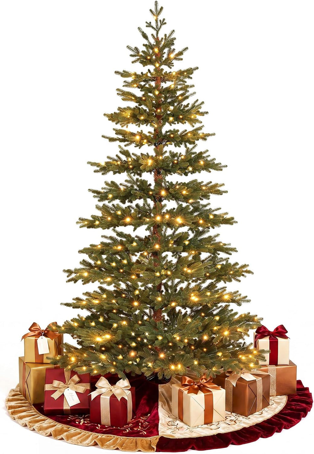 OasisCraft 7ft Alpine Fir Artificial Christmas Tree,300 LED Warm Lights Spars...