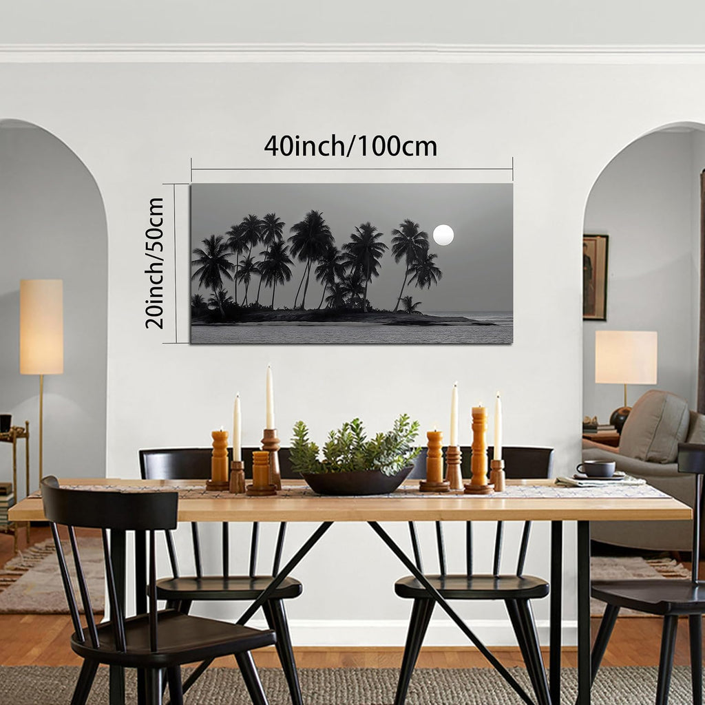 black and white wall art coastal landscape ocean showing dimensions