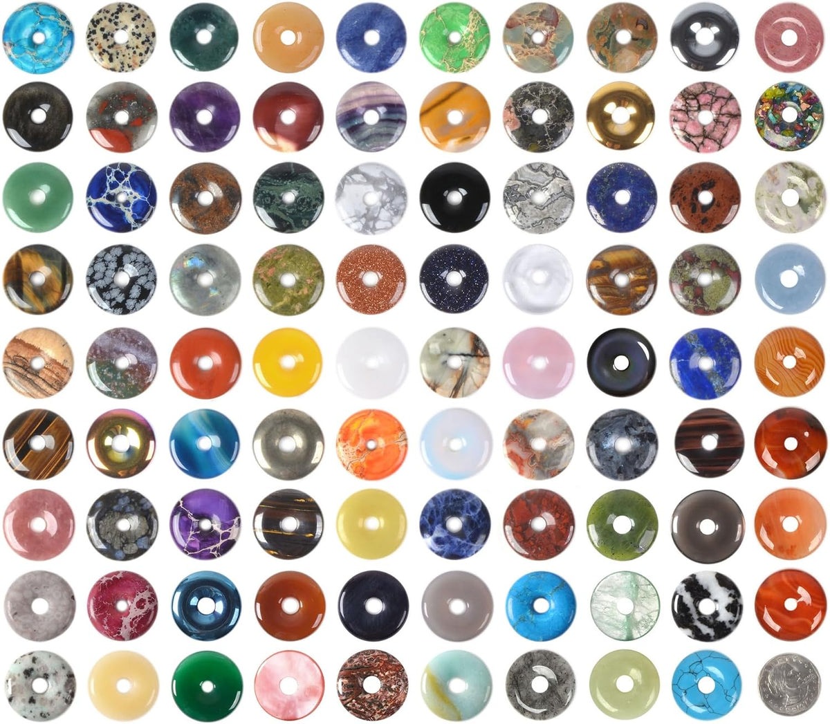 30mm Donut Beads Wholesale Lot Semi-Precious Gemstone for Jewelry Making