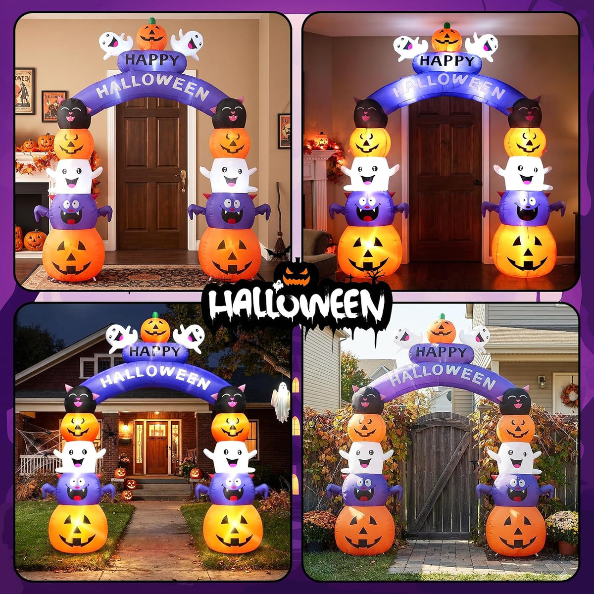 Halloween Inflatable Arch Cute Large Pumpkin Archway Blow Up Outdoor 8FT