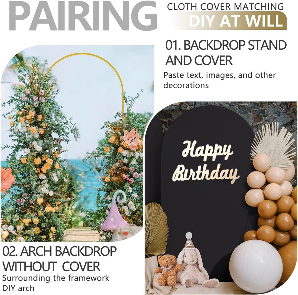 Arch Backdrop Stand and Cover Set, 3 Metal Balloon Arch Backdrop 7.2ft 6ft, G...