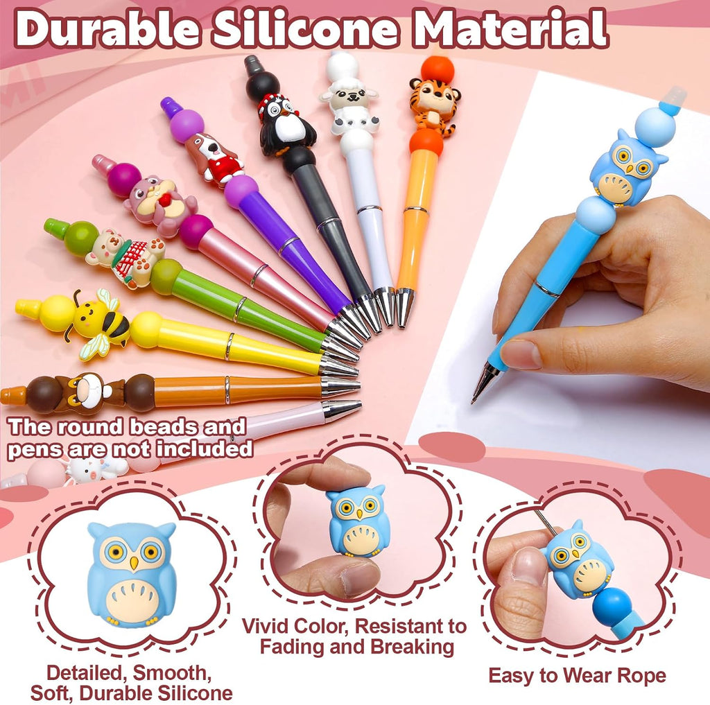 ferreve 80 pcs 3d animal silicone focal beads showing dimensions