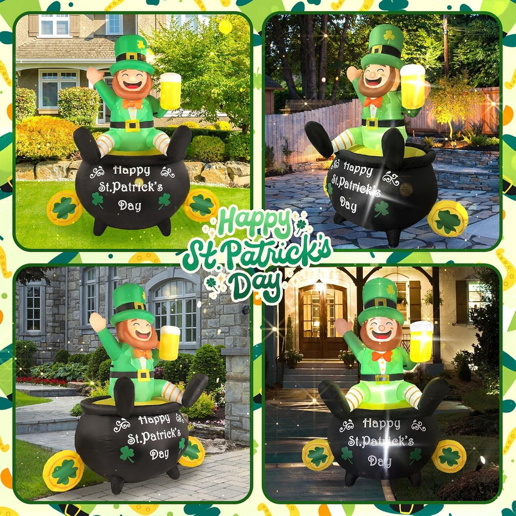 st. patrick's day inflatable outdoor yard decorations 6ft on a desk or shelf