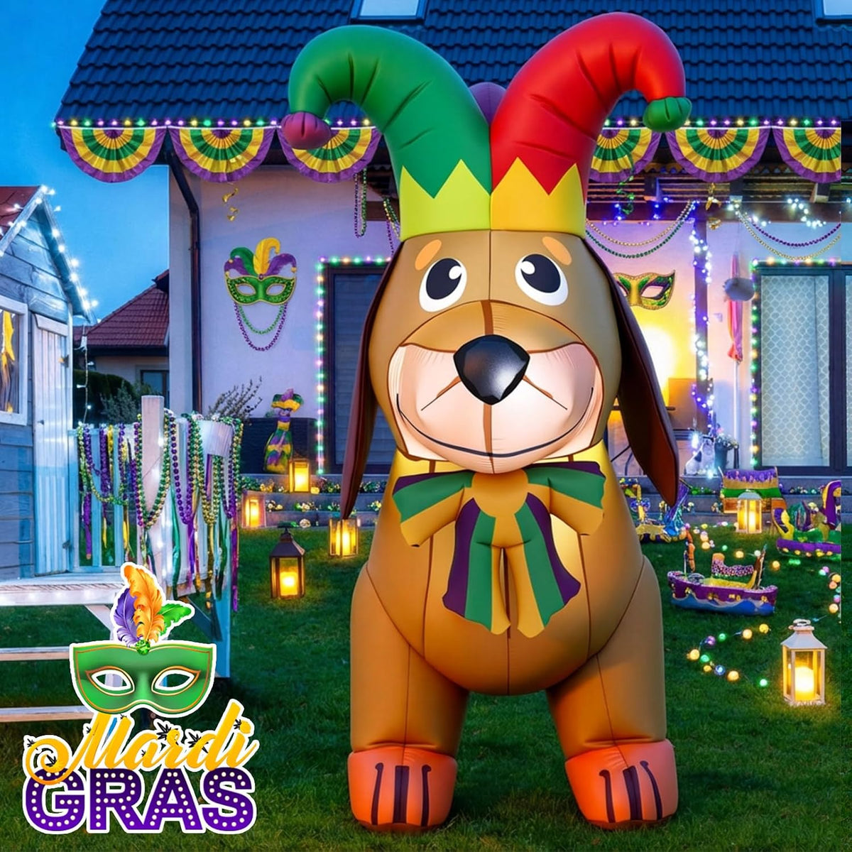 leyndo 5.3 ft mardi gras inflatable decorations led, side view