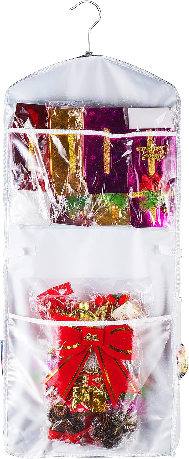 Wrapping Paper Storage Organizer- Dual Sided Hanging Gift Wrap Station- Clear...