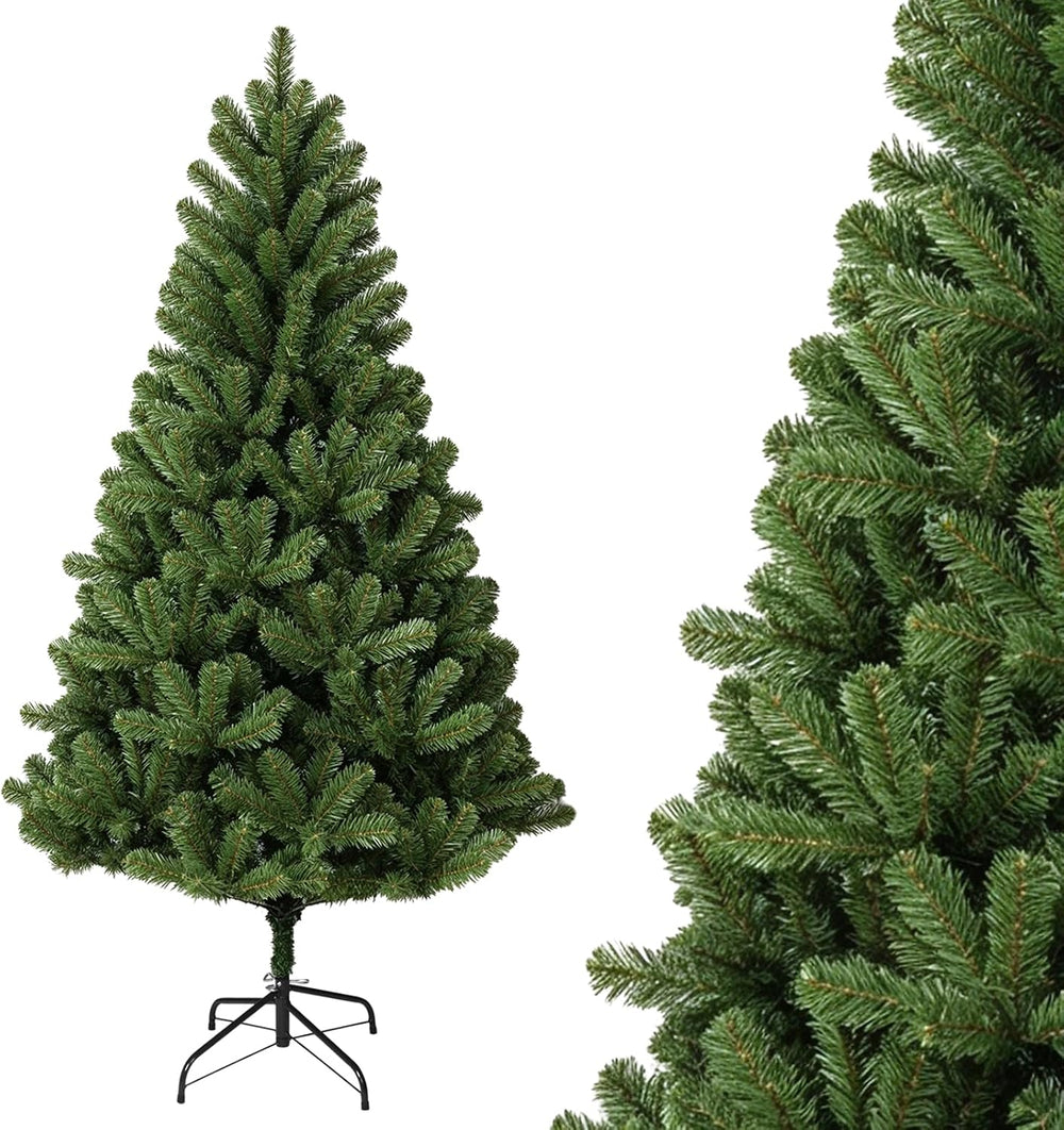 6FT Unlit Green Artificial Christmas Tree with 634 Branch Tips, Hinged Semi-A...
