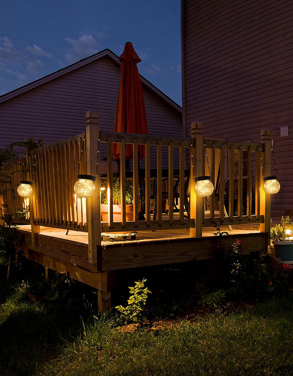 solar lanterns solar lights outdoor waterproof 6-pack, solar, front angle view