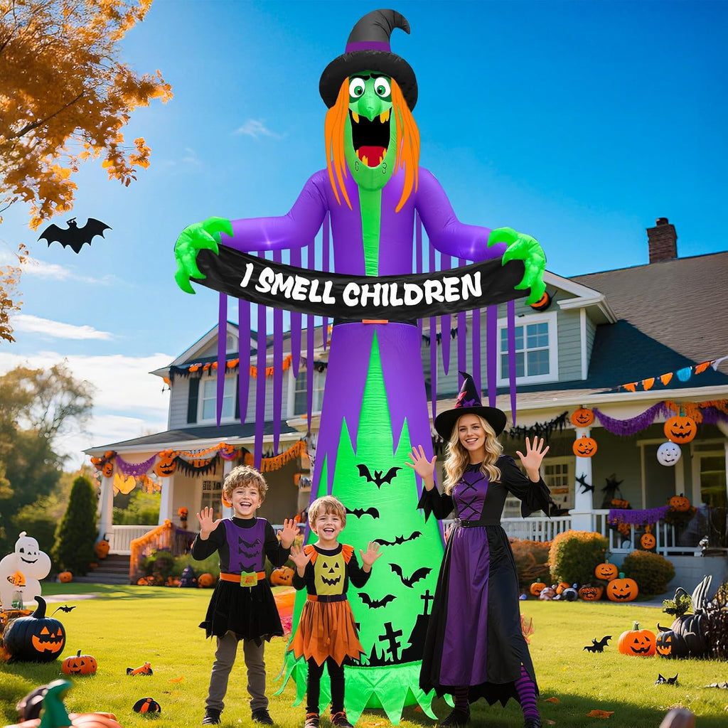12ft giant halloween inflatables witch decorations for outdoor, side view