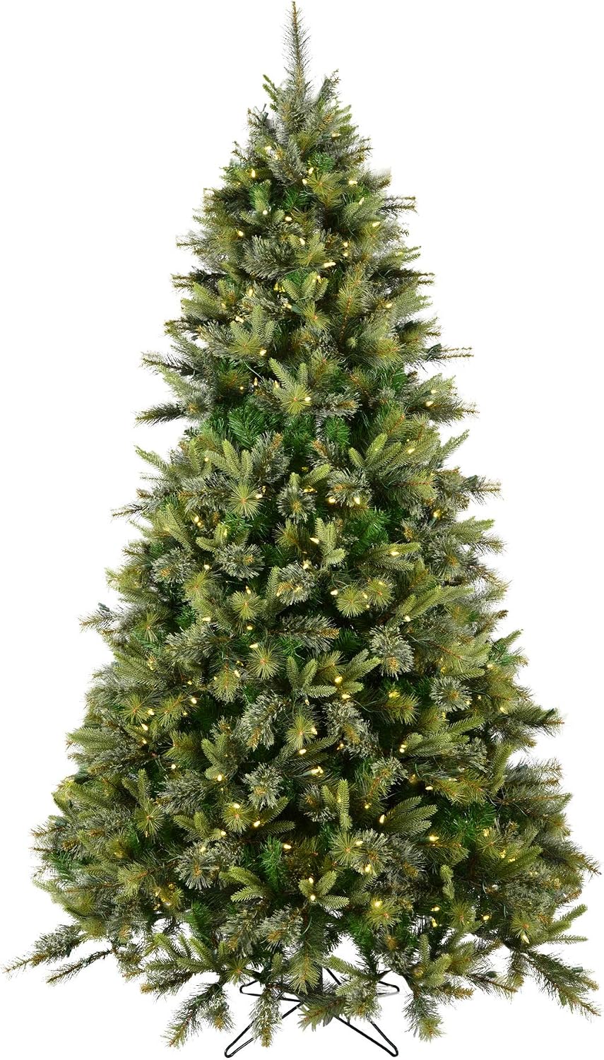 Vickerman 12' Cashmere Pine Artificial Christmas Tree - Warm White Dura-Lit® LED Lights - Faux Christmas Tree - Seasonal Indoor Home Decor - Realistic Christmas Tree