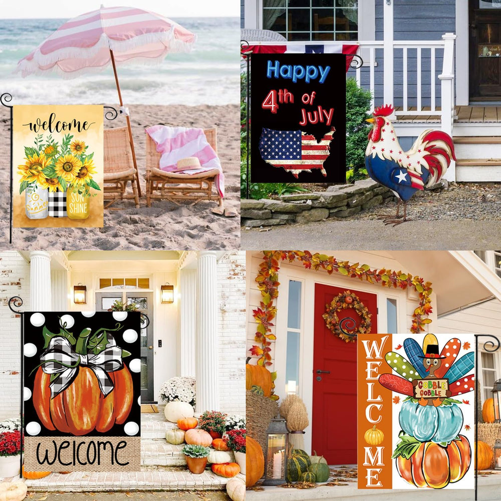 Seasonal Garden Flag Set of 20 - Double Sided 12 x 18 Inch Small Yard Flags
