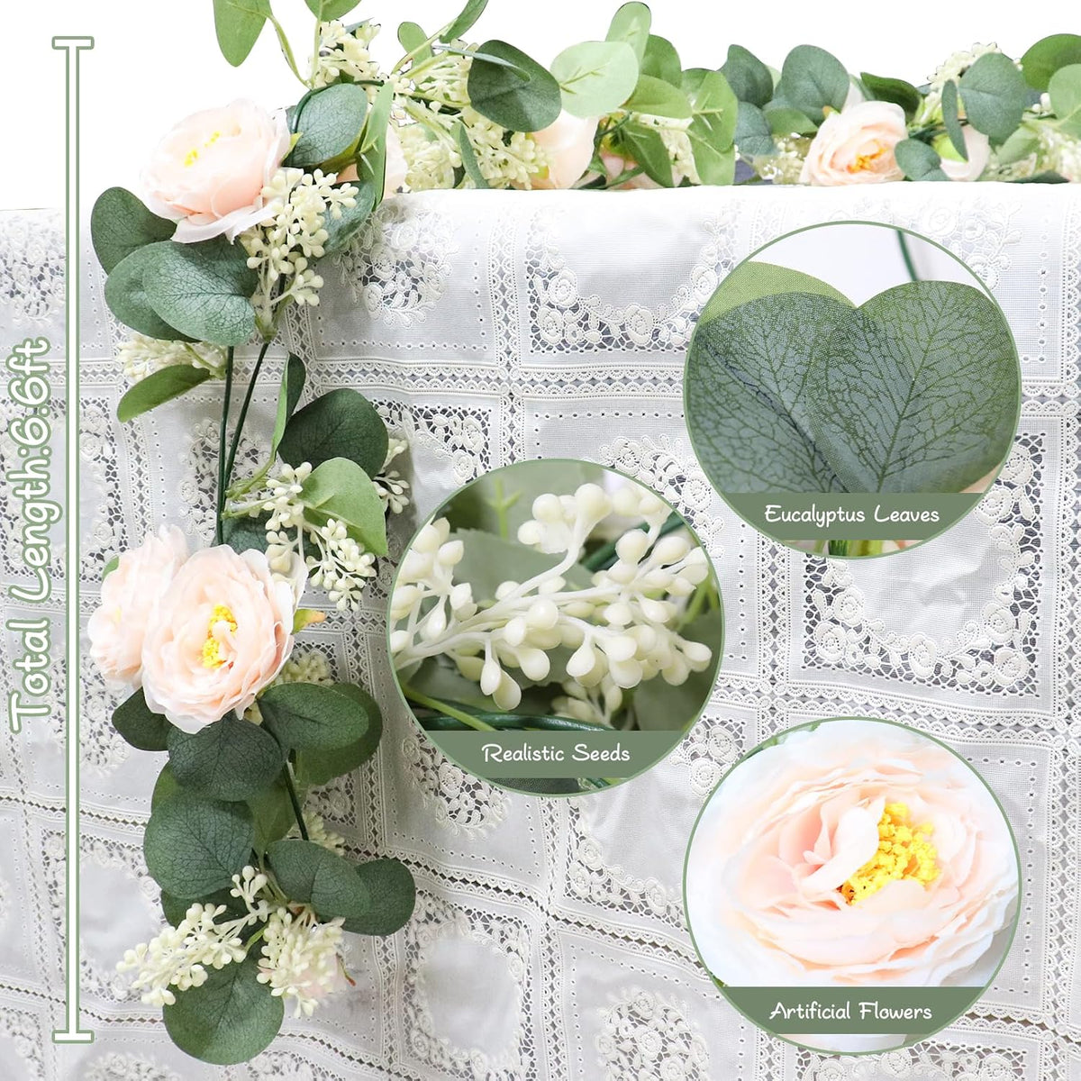 makhot 2 pcs pink 6.6ft artificial eucalyptus garland shown in use