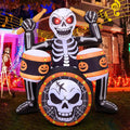 COMIN 5 FT Halloween Inflatable Rock Skeleton with Music, Built-in LED Lights, Blow Up Outdoor Yard Decoration for Garden Lawn Party Indoor Decor