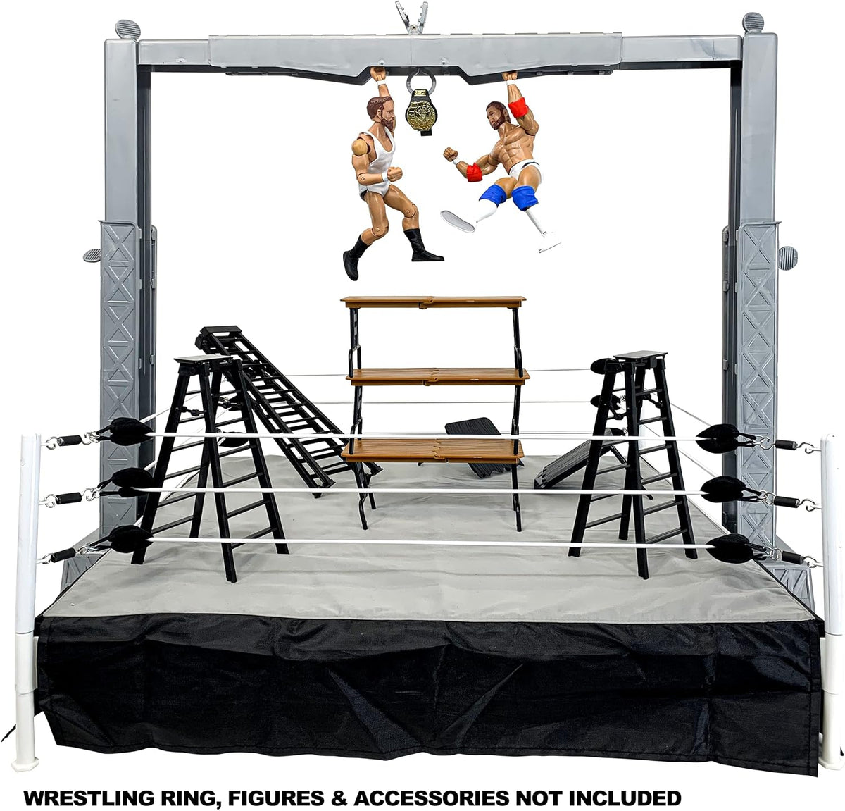 grab the gear adjustable playset for wrestling action, package contents