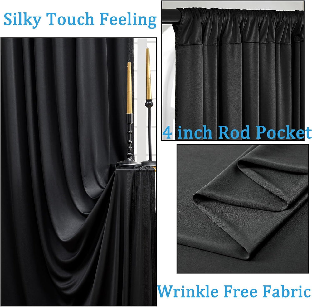 20ft x 10ft Wrinkle Free Black Backdrop Curtains for Parties, 4 Panels 5x10ft...
