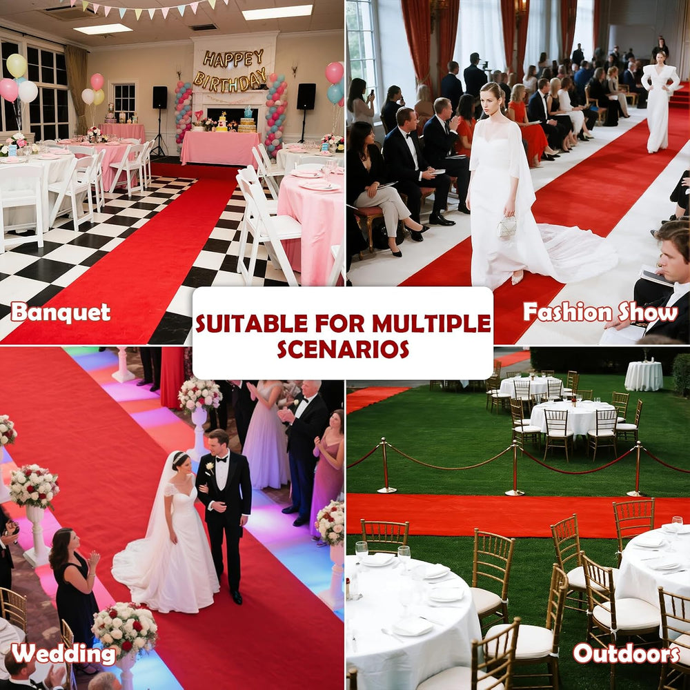 Extra Thick Red Carpet Runner 3 x 30Ft, Non-Slip TPR Rubber Backing, 450 GSM ...