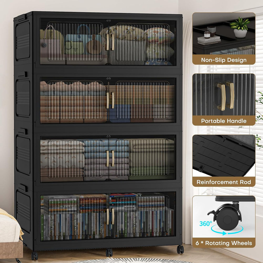 350Gal Extra Large Stackable Storage Bins with Lid, 1400QT Foldable Collapsib...