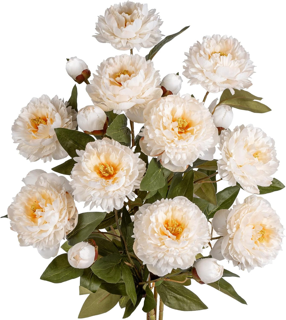 Peonies Artificial Flowers Faux Silk Peonies Stems Real Look Fake Peonies Bra...