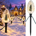2-Pack Jumbo C70 Christmas Pathway Lights Outdoor, 24FT 12LED Waterproof Christmas Lights Decor with Stakes, Warm White Holiday Lighting with Xmas Tree & Snow Scene for Lawn Yard, Hangable/Plug-in