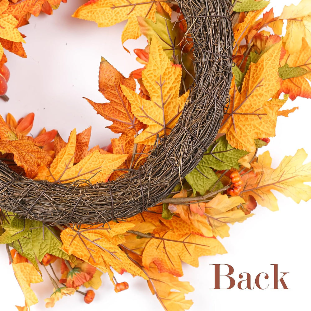 Fall Wreaths for Front Door 22 Inch, Autumn Wreath with Berry Pumpkin, Maple ...
