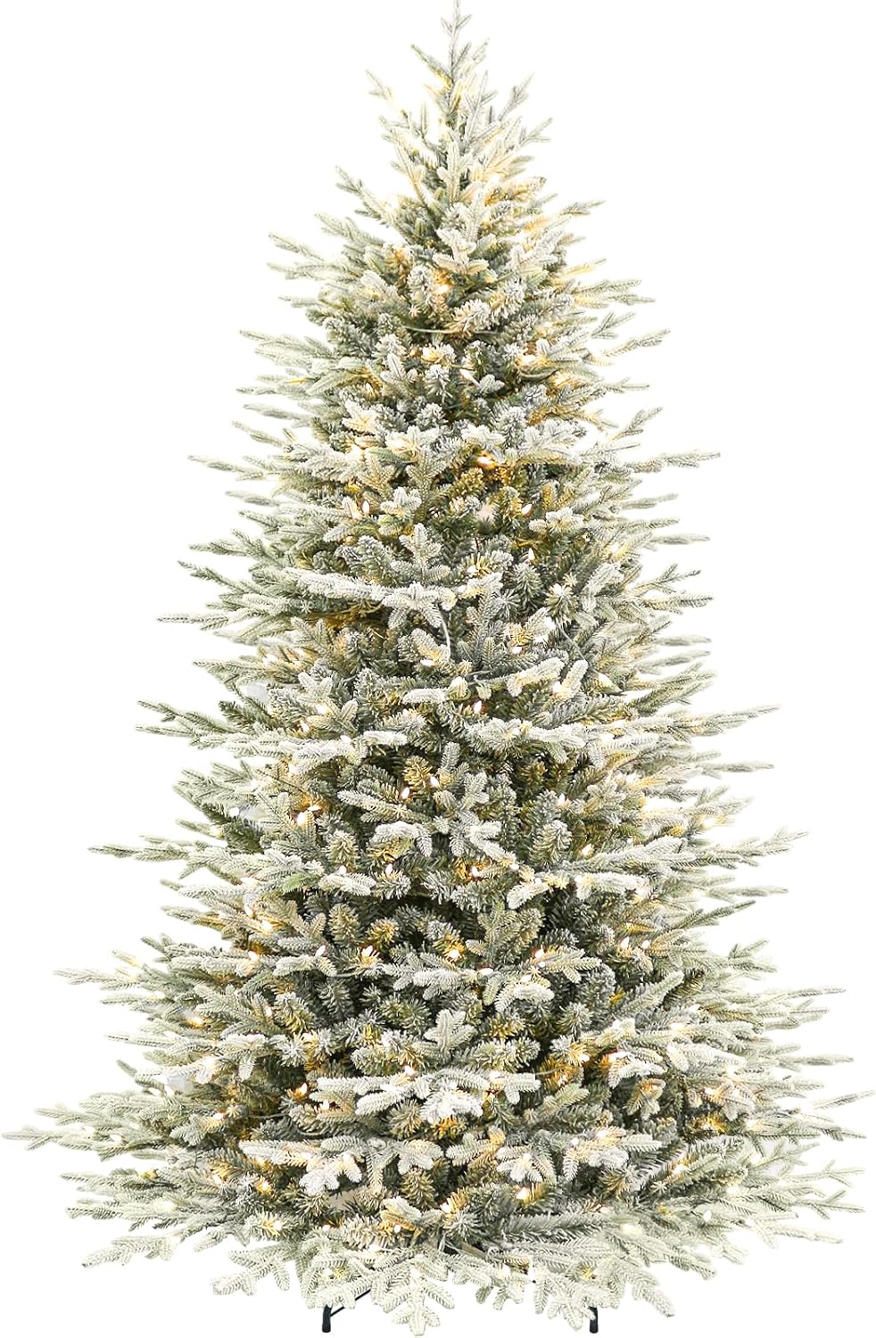 Hykolity 7.5 ft Prelit Flocked Christmas Tree with Realistic PE Foliage