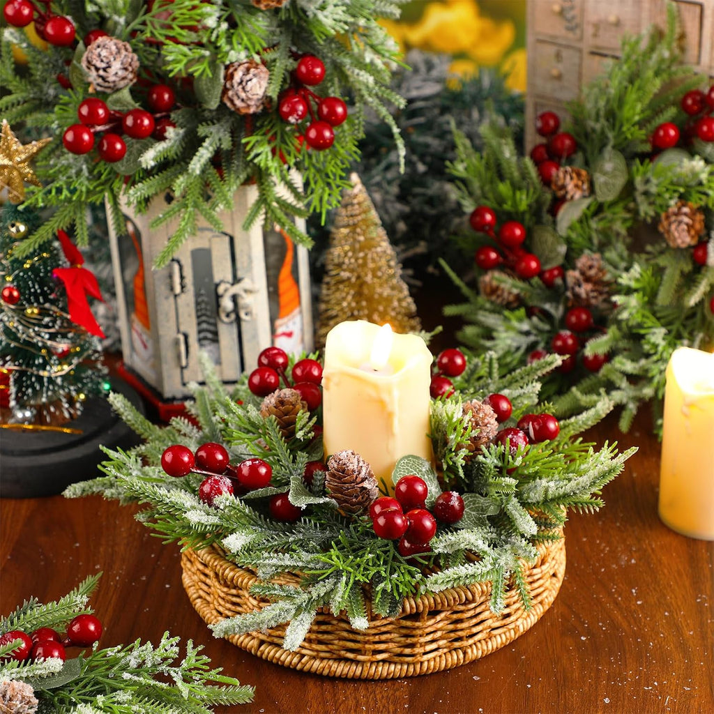 christmas candle ring wreath small kitchen cabinet table shown in use