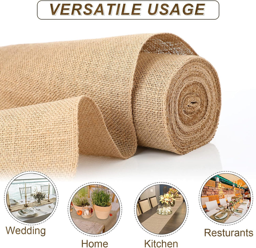Buryeah 12 Pack Burlap Table Runners 12x71 Inch Rustic Farmhouse Wedding